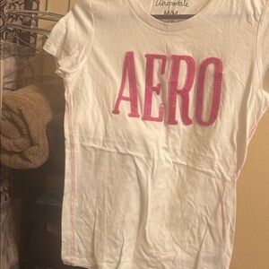 Aeropostale White Tee with Pink AERO Graphic